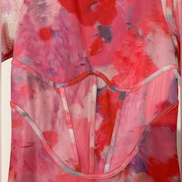 REVOLVE/ BARDOT Lena Corseted Mesh Midi Dress - Large - Picture 6 of 10